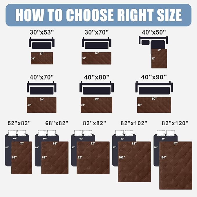 Smiry Waterproof Dog Bed Cover Blanket 68x82, Soft Reversible Pet Blanket, Washable Leakproof Cats Dogs Couch Cover for Sofa, Couch, Furniture, Lattice, Brown/Brown