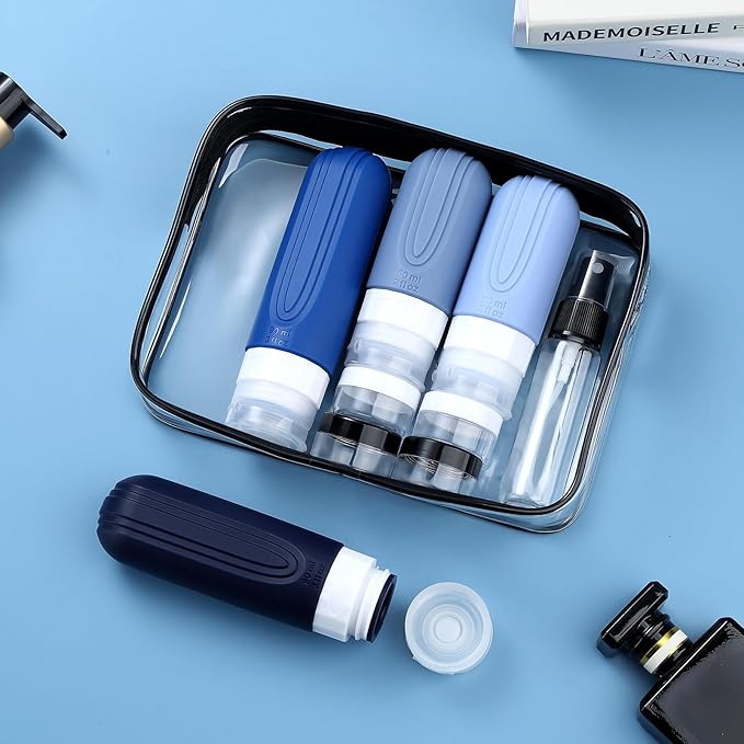 16 Pack Travel Bottles for Toiletries, TSA Approved Silicone Travel Containers jar for Toiletries, Leak Proof Refillable Liqus Shampoo And Conditioner Traveler Essentials toiletry Bottles