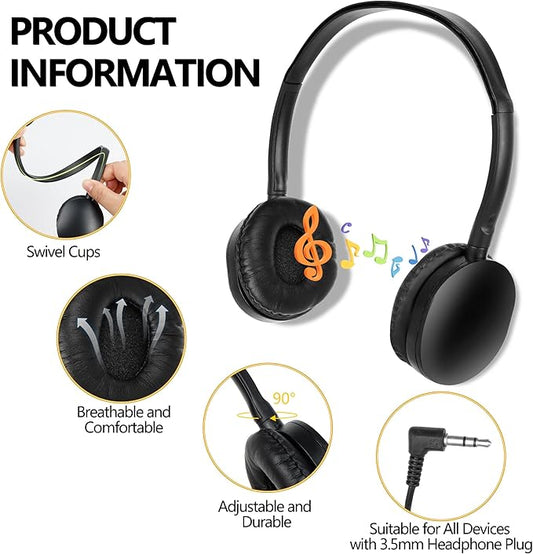 Kids Headphones Bulk 30 Pack for School Students Children Teen Boys Girls,Wholesale Headphones for Classroom,Group Learning, Computer Lab, Library, Online Lesson and Testing (Black)