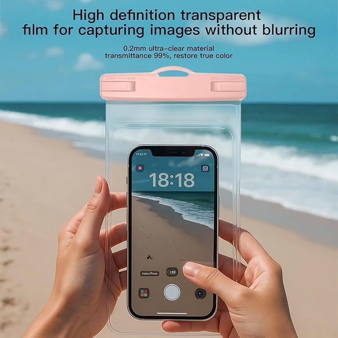 1/2 Pack Waterproof Phone Pouch Compatible with iPhone 17 16 15 Pro Max & Galaxy S24+/S23 7in Waterproof Phone Case with Lanyard,IPX8 Beach Travel Must Haves, Beach Essentials,Power Pink,1 Pack