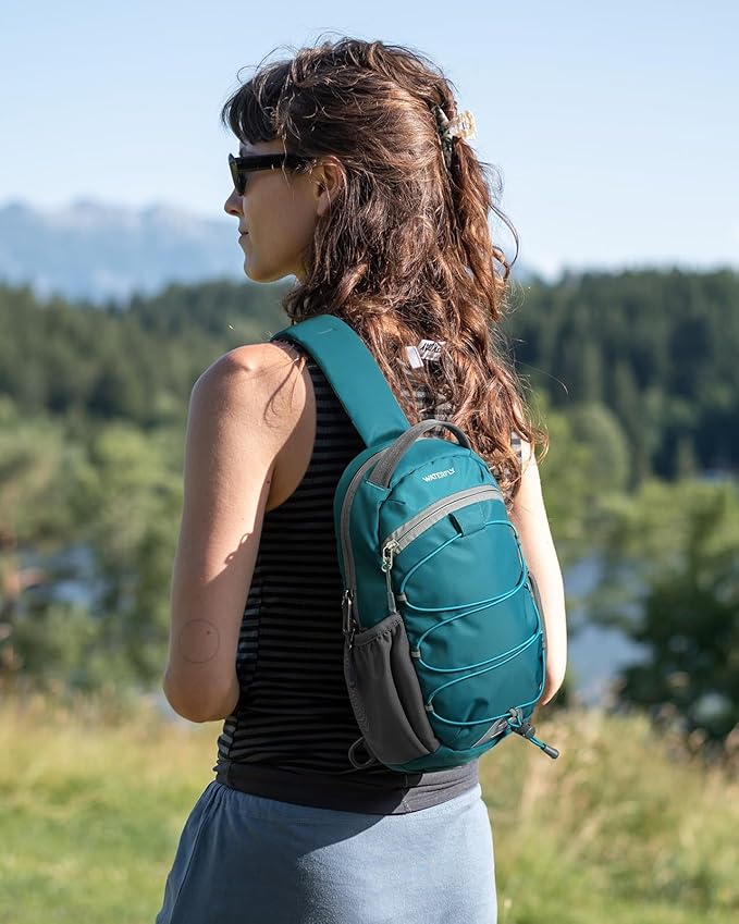 WATERFLY Small Crossbody Sling Bag: RFID Blocking Anti Theft Sling Backpack Chest Bag Travel Hiking Daypack Man Woman