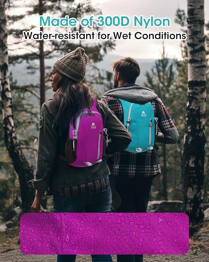 Small Hiking Backpack with Front Phone Holder, Packable Back pack with Chest and Waist Strap, Lightweight Daypack for Women Men