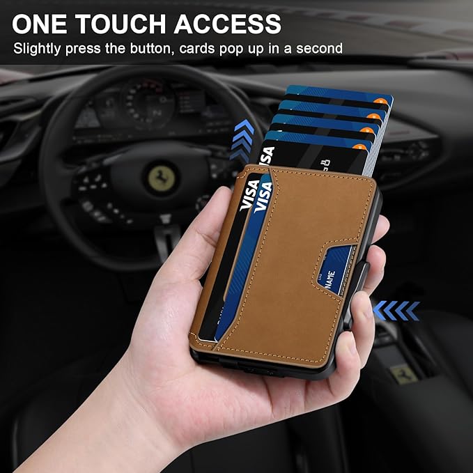 Wallet for Men, Mens Wallet Minimalist Slim Wallet, RFID Blocking Smart Pop Up Wallet with Money Clip & ID Window, Metal Compact Wallet, Aluminum Credit Card Holder Wallet