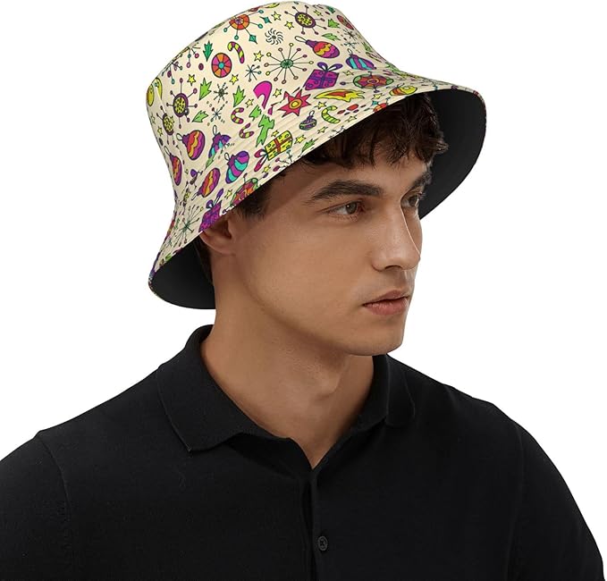Colorful Fire Balloon, White Cloud Fisherman Hat Summer Foldable UV Protection Sun Hat