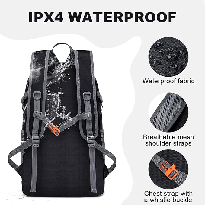 MIYCOO Backpack - Ultra Lightweight Packable Backpack for Travel Camping, 20L Hiking Back Pack Waterproof Foldable Daypack for Men Women Black