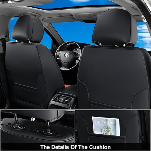 Coverado Seat Covers, Car Seat Covers Front Seats, Car Seat Cover, Car Seat Protector Waterproof, Car Seat Cushion Nappa Leather, BlackRed Seat Covers Carseat Cover Universal Fit for Most Cars