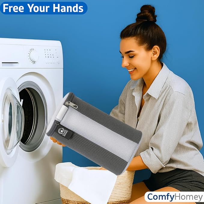 ComfyHomey Shoe Laundry Bag Set: 2 Pack Shoe Washing Machine Bag + Reusable Dryer Mesh Bag | Durable, Tear-Resistant, Reinforced Zipper | 360° Clean for Sneakers, Tennis & Gym Shoes, Easy & Safe Wash