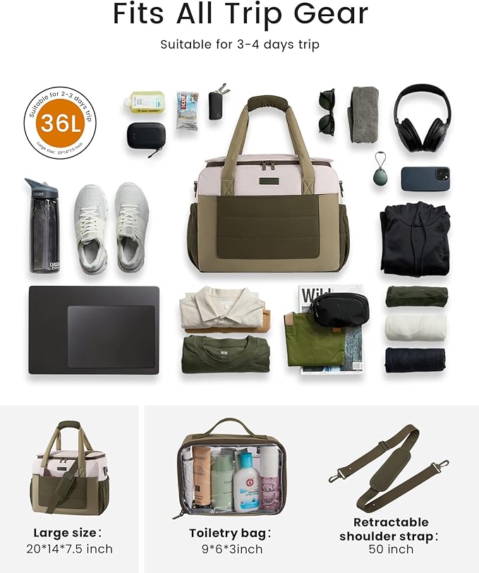 LOVEVOOK Weekender Bags for Women,Carry on Duffle Bag for Travel, Water-resistant Gym Bag with Wet Pocket,Overnight Travel Bag (Black, XL)