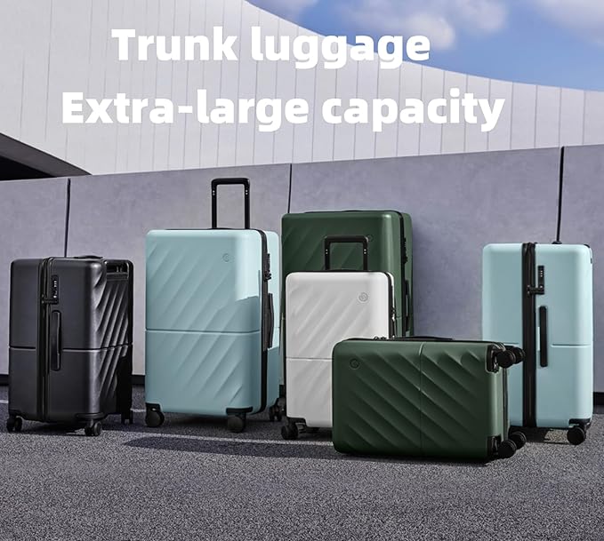 NINETYGO Trunk Luggage 26 Inch, Medium Checked Luggage with Double Spinner Wheels, Anti-Burst Zipper, Hard Case PC Suitcase, Lightweight Travel Luggage, TSA Approved (Crystal Green, Hudson)