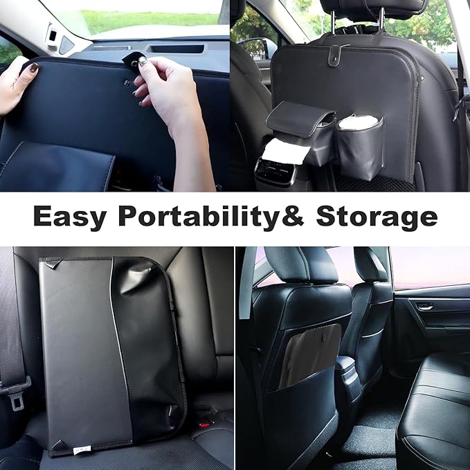 GMQ Backseat Car Organizer with Detachable Steering Wheel Tray 1 Pack,Car Back Seat Laptop Desk, Multifunctional Office Bag,Back Seat Car Storage & Tablet Holder for Kids (Black)