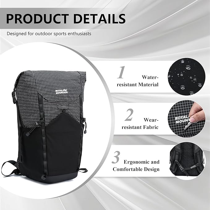 Hiking Backpack For Women&Men, 20L Lightweight Foldable Water Resistant Packable Travel Small Hiking Backpacks, Daypack Backpacks For Travel, Camping (Black)
