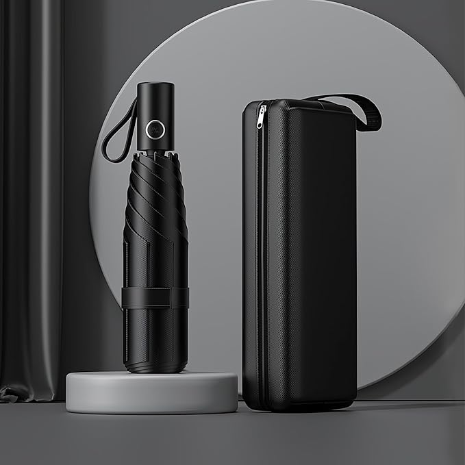 Automatic Mini Travel Windproof Folding Umbrella - UV Protection, Instant Open/Close for Rain/Sun, Small Compact Lightweight Design Fits in Tote Bag/Travel Case/Backpack for Commute, Women & Men