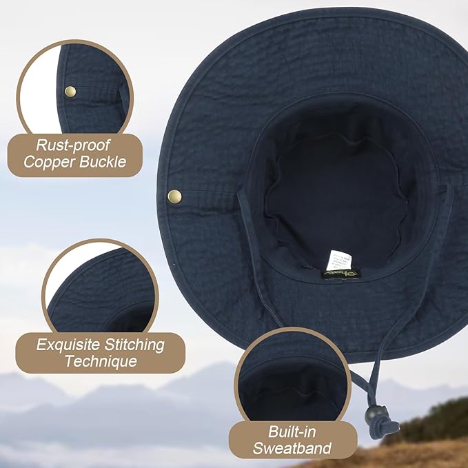 Bucket Hat Wide Brim UV Protection Sun Hat Boonie Hats Fishing Hiking Safari Outdoor Hats for Men and Women