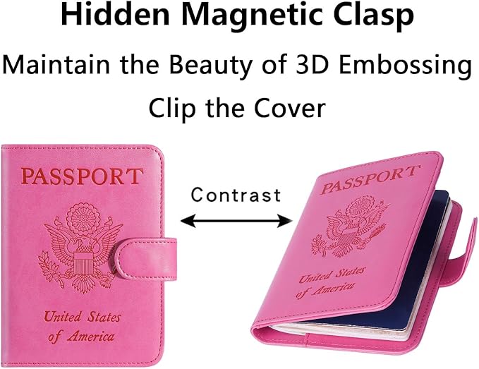 Airtag Passport Holder Cover Wallet RFID Blocking Leather Case Travel Essentials Luggage Accessories Travel Must Have(118#Pink)