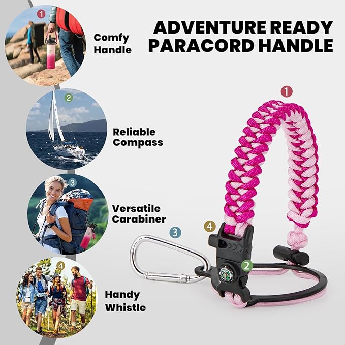 Insulated Water Bottle 20 oz, Triple Wall Vacuum Stainless Steel (Cold for 48 Hrs), Leak Proof & Non-BPA, Kids Water Bottle Jug for School with Straw Spout Lids, Ombre Pink