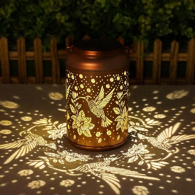 Gifts for Women Men Mom, 2 Pack Hummingbird Solar Lights Outdoor Waterproof, Mothers Day Gifts Decoration Outside for Outdoor, Yard, Lawn, Balcony Garden Decor Solar Lantern