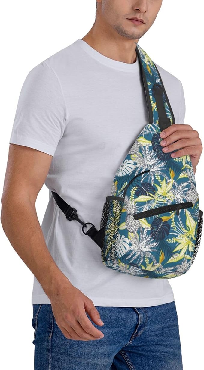 Hawaii Tropical Palm Sling Backpack Crossbody Bag Casual Chest Bags Travel Hiking Daypack Shoulder Bag for Women Men