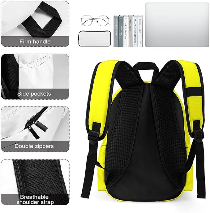 Yellow Backpack Adult Travel Daybag for Women Men College Backpack for Vacation Hiking Camping Bag