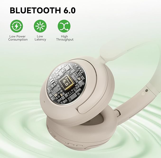 OneOdio Focus A6 Hybrid Active Noise Cancelling Headphones, 75H Playtime, LDAC Hi-Res Lossless Audio, Bluetooth 6.0, Dual Mic ENC Call, Support Wired ANC via USB-C, Wireless Over Ear Headphones