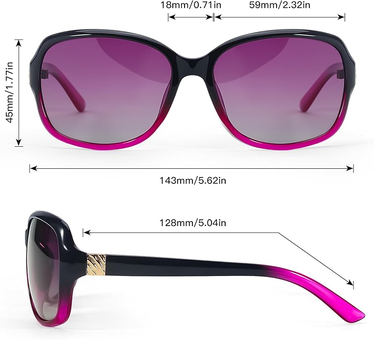 SIPHEW Polarized Sunglasses for Women | Vintage Square Sunglasses w UV400 Protection | Womens Wraparound Shade