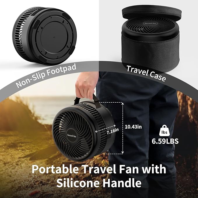 Socool 40000mAh Portable Fan Foldable Battery Rechargeable with 8 Speed & 106H, 90° Osciliating Floor Standing Fan Remote, Desk Fan with 8H Timer & LED Light for Home Outdoor Travel Camping