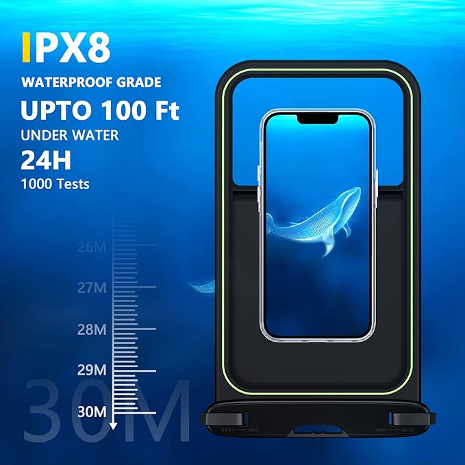 Temdan 2 Pcs Floating Waterproof Phone Pouch,[Up to 10" Large] Universal IPX8 Waterproof Cell Phone Dry Bag with Lanyard for iPhone 16 Pro Max/16E/15/14/13/12/11,Galaxy S25 Ultra/S24/S23 for Vacation