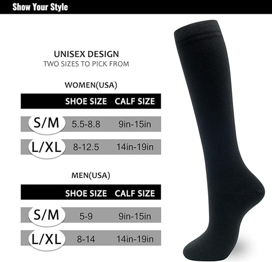 fenglaoda Compression Socks for Women Men 3 Pairs Graduated Compression Support Circulation Socks for Nurses