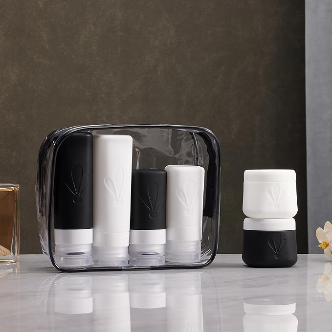 INSFIT Silicone Travel Bottles Set, 6 Pack Travel Size Toiletries, Leakproof Travel Bottles for Toiletries, Travel Accessories for Women, Airplane Travel Essentials, Travel Containers for Toiletries