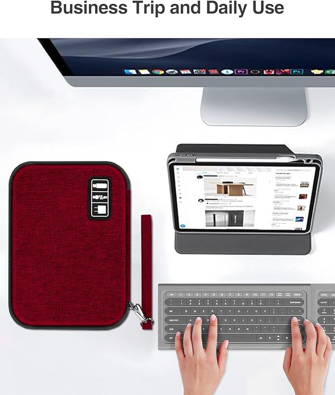 Luxtude Cord Organizer Travel, Cable Organizer Bag, Portable Electronics Organizer, Travel Essentials for Cord Storage/Charger Storage/Cable Storag, Red