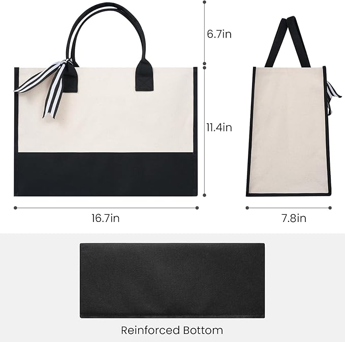 BAGAIL Initial Tote Bag, Personalized Birthday Gifts for Women, Teacher, Friends, Mom, Wedding, Monogrammed Beach Bag