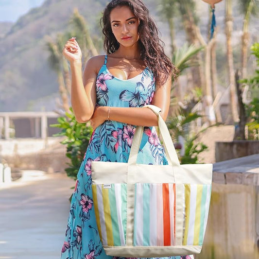 G4Free Beach Bag,Waterproof Beach Tote Pool Bags for Women,Compatible with Stanley Cup,Foldablefor Weekender Travel