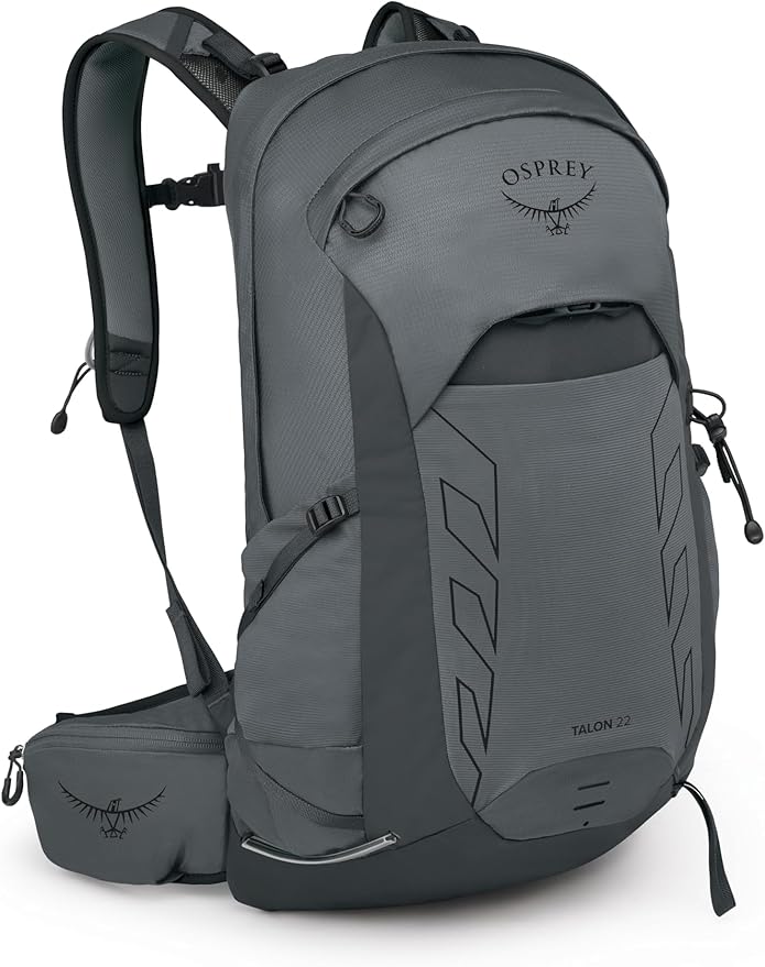 Osprey Talon 22L Men's Lightweight Hiking Backpack - Small Daypack for Travel & Camping, Phantom Grey/Dark Charcoal