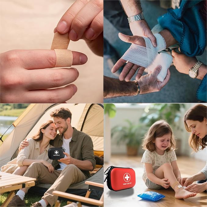 First Aid Kit 196 Piece Waterproof Hard Shell Portable Survival Kit for Home, Camping, Cars, Hiking, Travel, Outdoor, Adventure Emergency Medical Kits (Black)