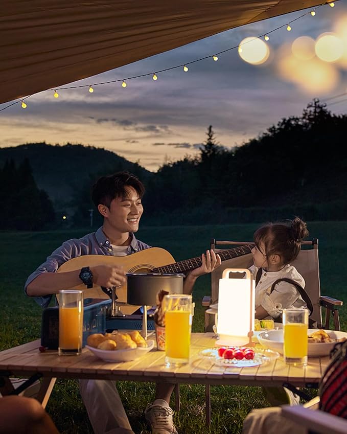 Solar Camping Lantern 6000mAh, USB Rechargeable Camping Light & Power Supply, Dimmable LED Night Lamp with Up to 80Hrs Runtime, Survival Gear for Emergency, Hurricane, Hiking & Outdoor, Indoor Use