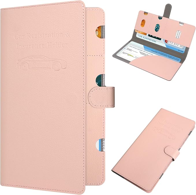 RSAquar Vehicle Glove Box Organizer - Car Document Holder for Cards, Driver License & Essential Documents, JD-Rose Gold