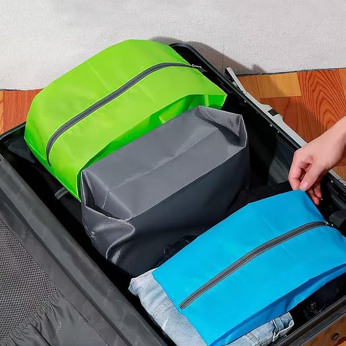 4 Pack Shoe Organizer Set Zippered Shoe Bags with Handles Stylish Portable Nylon Shoe Storage for Travel & Home Ideal Gift for Men & Women (Black, XL)