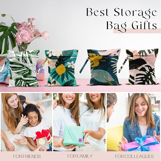 4 Pcs Waterproof Beach Essentials - Wet/Dry Bags for Pool, Swimsuit, Diapers, Makeup, Cruises & Travel