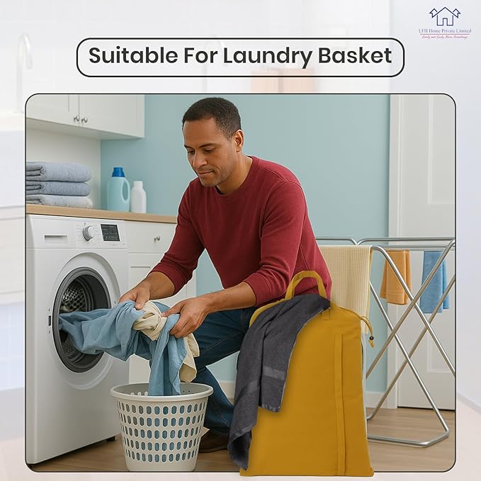 LFH Home Large Premium Cotton Canvas Laundry Bag with Drawstring and Handles Heavy Duty, Multi-Use, and Washable for Home, Travel, College or Storage 20x30 (Pack of 6)-Yellow