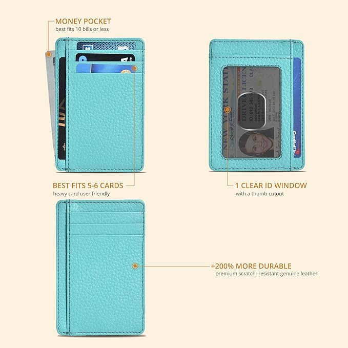 Oak Leathers Leather Slim Minimalist Wallet for Men & Women RFID Front Pocket Leather Card Holder Wallets