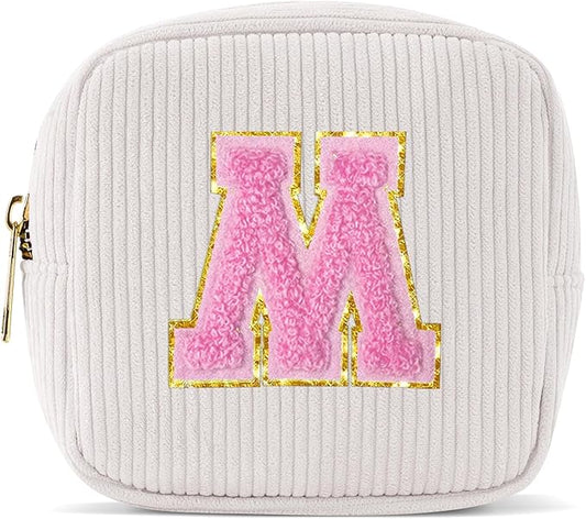 Pocmimut Cute Makeup Bag,Travel Cosmetic Bag for Women Yoga,Picnic,Personalized for Bestfriend Birthday Gifts Makeup Bag with Initial,M