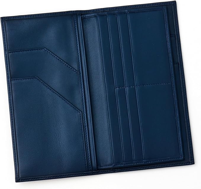 Passport Holder Travel Wallet for Men & Women, RFID Handcrafted Full Grain Leather Cover, 12 Card Slots & 4 Compartments, Gift Box & Pouch, Navy Blue