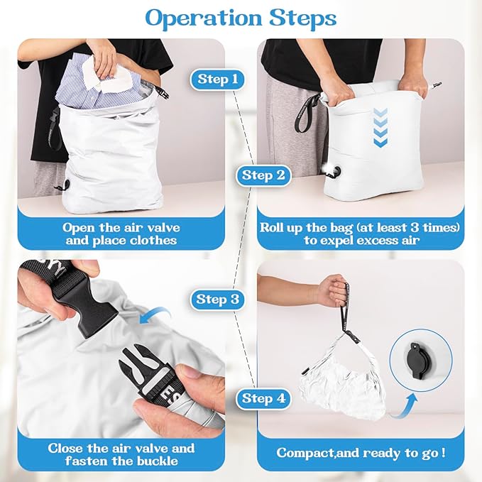 Travel Laundry Bag for Dirty Clothes, Waterproof Travel Compression Bags for Packing, Moisture-resistant Vacuum Storage Bag, Space-Saving Laundry Storage Organizer for Cruise, Swimming, Gym