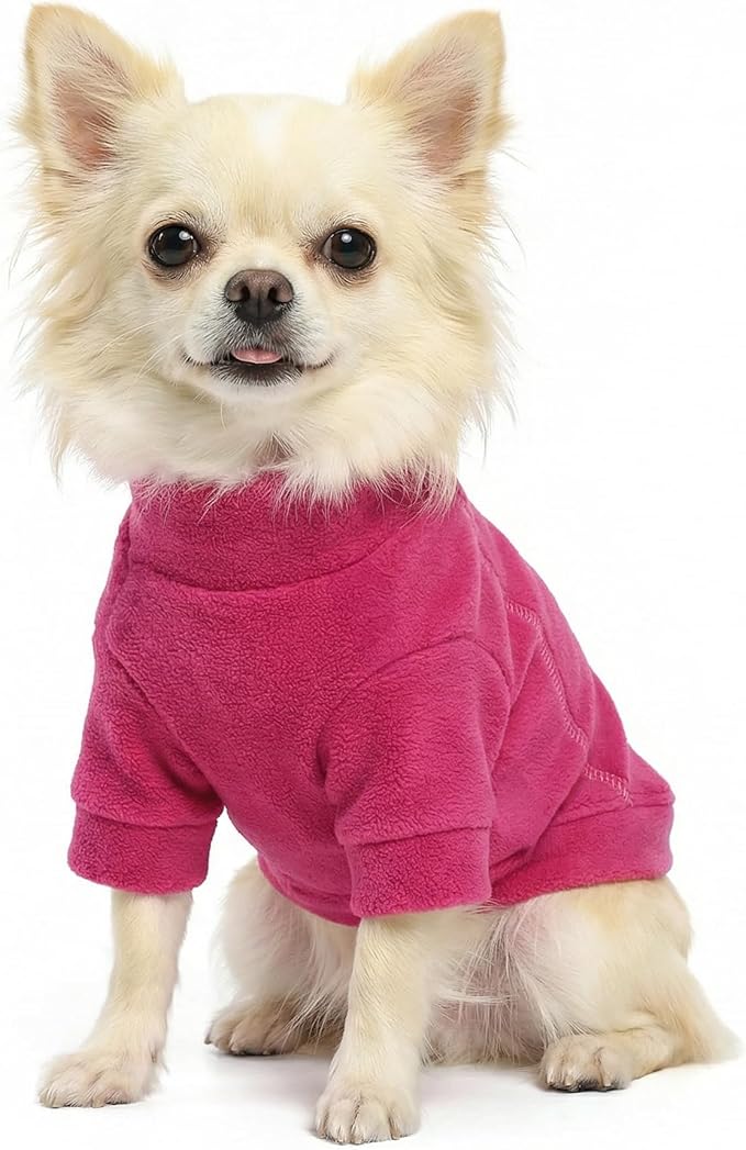 Fitwarm Classic Fleece Dog Sweater, Turtleneck Dog Sweatshirt, Cat Apparel, Pink, Rose, Baby Pink, XXL