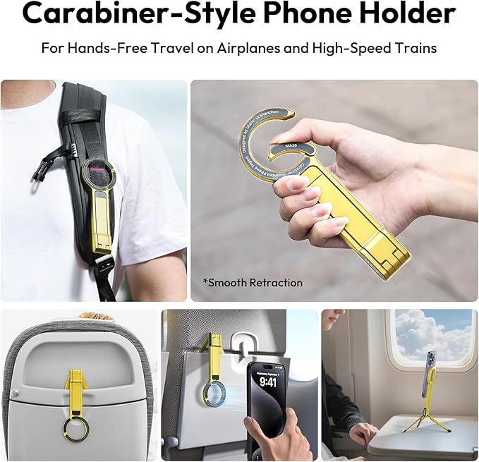 ULANZI MA30 Magnetic Phone Tripod Stand for iPhone - Aluminium Maglock Smartphone Mini Tripod Pocket Cell Phone Stand Strong Magnet Quick Mount Compatible with iPhone 17 16 15 14 13 12 Series, Gold