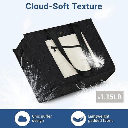 IBFUN Utility Tote Bag with 14/24 Pockets Zip Top Teacher Tote Bag for Teacher/Work Women