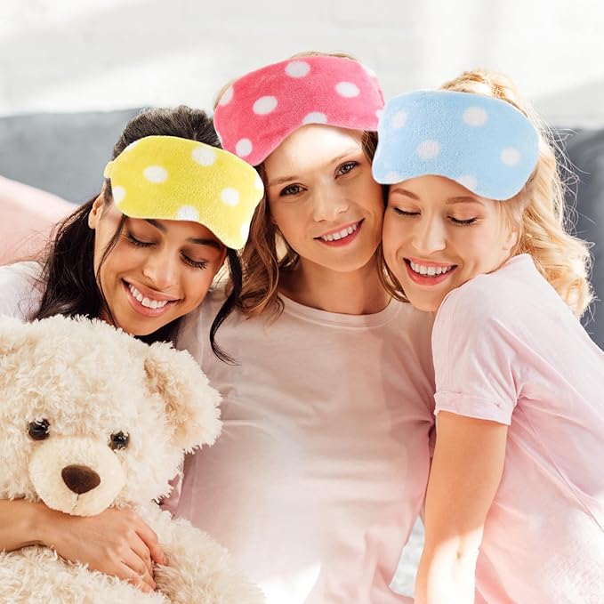 Cuffbow 6 Pcs Plush Sleep Eye Mask Silk Furry Eye Covers for Sleeping Cute Sleep Mask Fluffy Comfortable Sleeping Blindfold for Travel Sleepover Nap Party Supply Women(Lazy,Bright)
