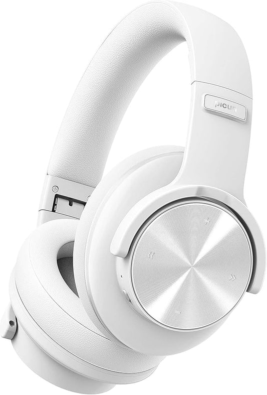 Picun B8 Bluetooth Headphones, 120 Hours Headphone Wireless Bluetooth, Hands-Free Calls, 3EQ & Game Mode, Foldable Headphones Over Ear for Travel Home Office Cellphone PC White