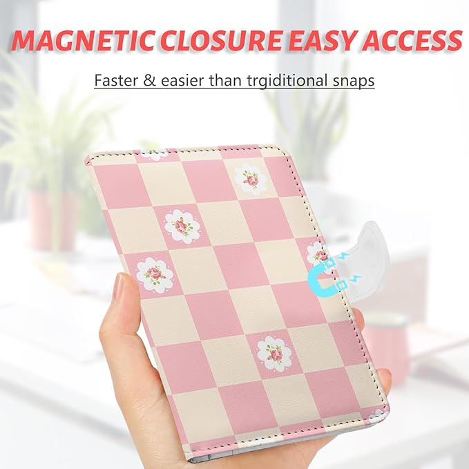 Passport Holder, Travel Wallet Cover with Pen Loop | Cute RFID Blocking Leather Case with Magnetic Closure for Travel Essentials-Sweet