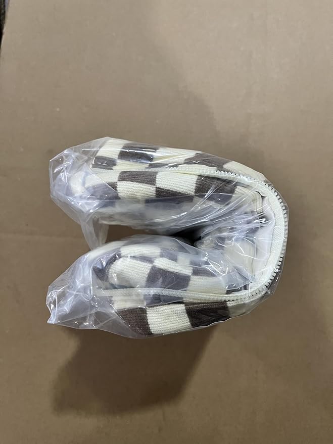 Prite Corduroy Makeup Bag Quilted Makeup Bag Large Floral Cosmetic Bag for Women Cute Travel Toiletry Bag with Handle(Light Checkerboard)