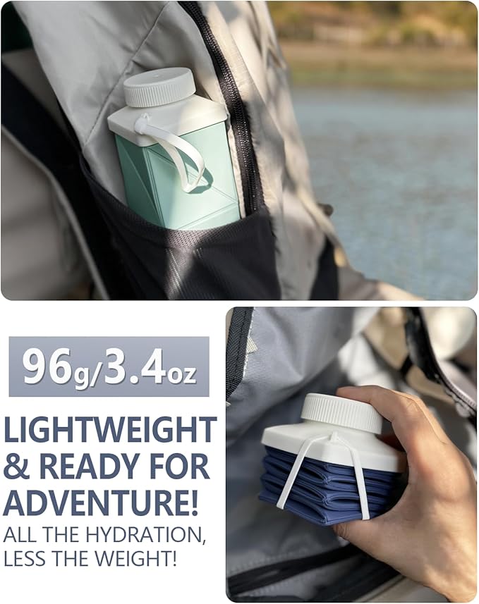 Collapsible Water Bottles 720ml 24.3oz, Foldable Portable Water Bottle, Lightweight Reusable Leakproof for Travel Camping Hiking Cycling Yoga Sports Outdoor School Office, 1 Pack, Dark Blue